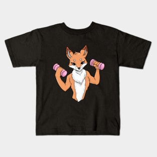 Funny fox as a bodybuilder Kids T-Shirt